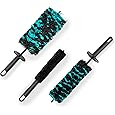 VIKING Wheel Barrel Brush Set, Cleaning Brush for Wheels and Car Detailing Kit, Includes Slim and Regular Diameters, 16 Inch Length, Teal, 2 Pack